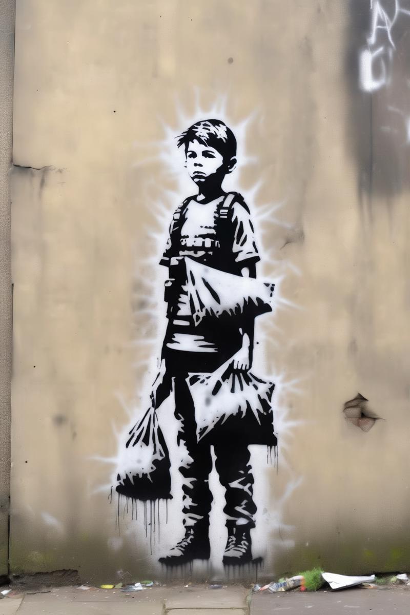 00119-483719501-_lora_Banksy Style_1_Banksy Style - HD banksy stencil of boy holding up bag wearing a tactical vest.png